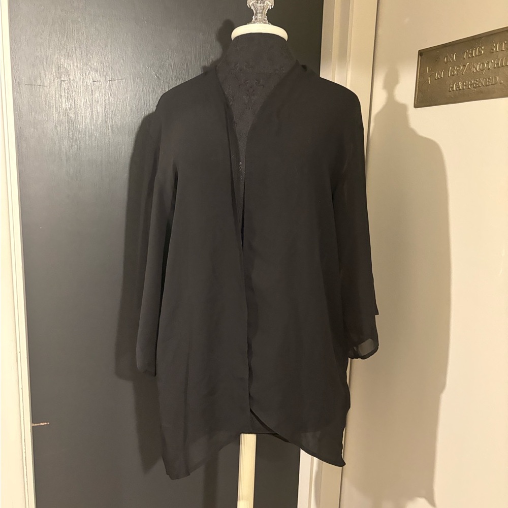 H&M Black Sheer Open Front Flowy Cardigan